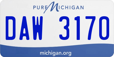 MI license plate DAW3170