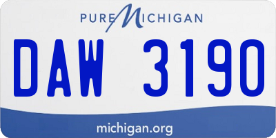 MI license plate DAW3190