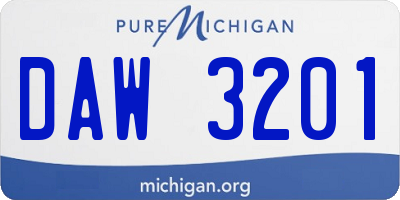 MI license plate DAW3201