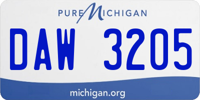 MI license plate DAW3205