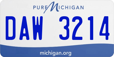 MI license plate DAW3214