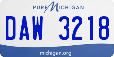 MI license plate DAW3218