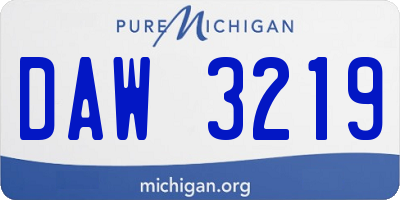 MI license plate DAW3219
