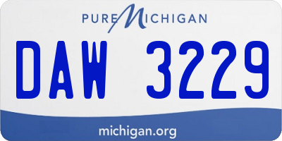 MI license plate DAW3229