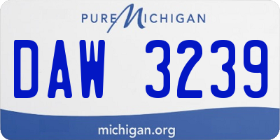 MI license plate DAW3239