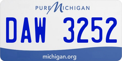 MI license plate DAW3252