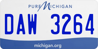 MI license plate DAW3264