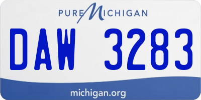 MI license plate DAW3283