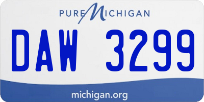 MI license plate DAW3299