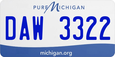 MI license plate DAW3322