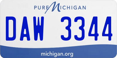 MI license plate DAW3344