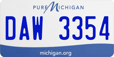 MI license plate DAW3354