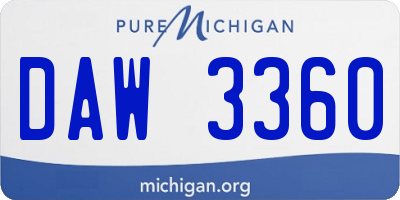 MI license plate DAW3360