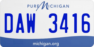 MI license plate DAW3416