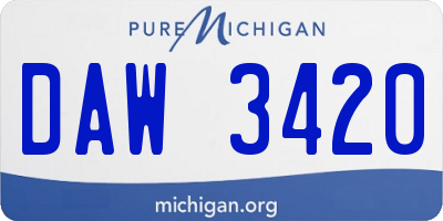 MI license plate DAW3420