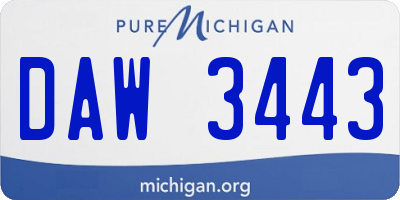 MI license plate DAW3443