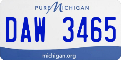 MI license plate DAW3465