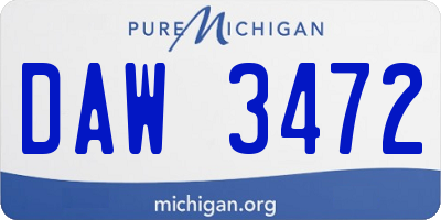 MI license plate DAW3472