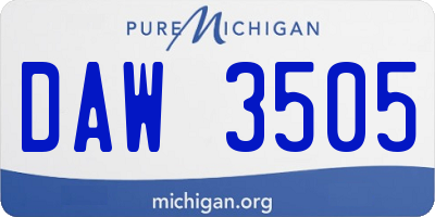 MI license plate DAW3505