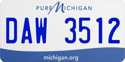 MI license plate DAW3512
