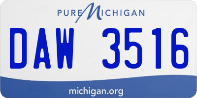 MI license plate DAW3516