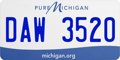 MI license plate DAW3520