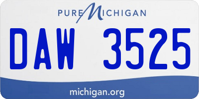 MI license plate DAW3525