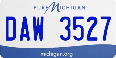 MI license plate DAW3527