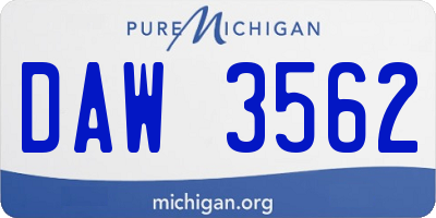 MI license plate DAW3562