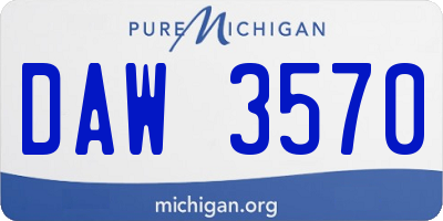 MI license plate DAW3570