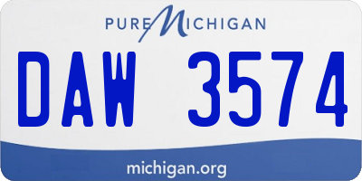 MI license plate DAW3574