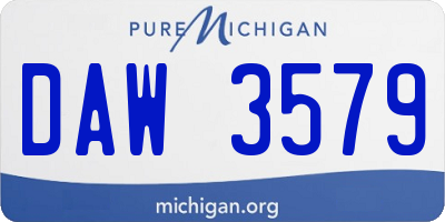 MI license plate DAW3579