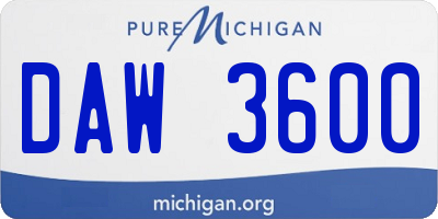 MI license plate DAW3600