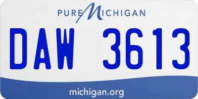 MI license plate DAW3613