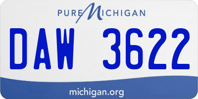 MI license plate DAW3622