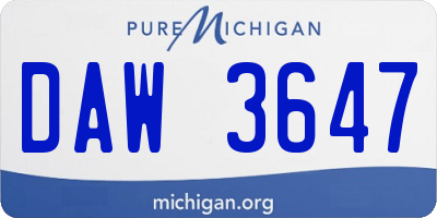 MI license plate DAW3647