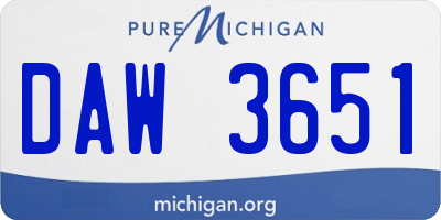 MI license plate DAW3651