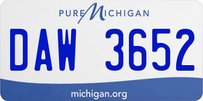 MI license plate DAW3652