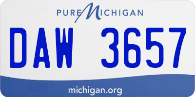 MI license plate DAW3657