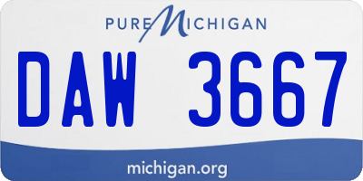MI license plate DAW3667