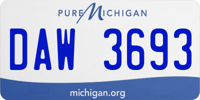 MI license plate DAW3693