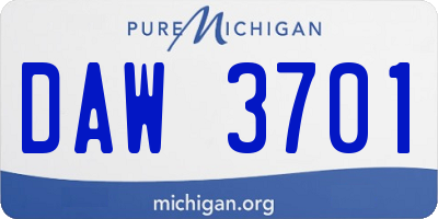 MI license plate DAW3701