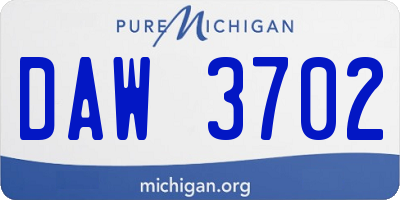 MI license plate DAW3702