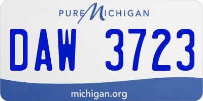 MI license plate DAW3723