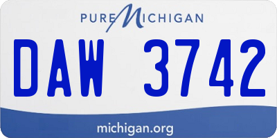 MI license plate DAW3742