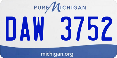 MI license plate DAW3752