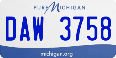 MI license plate DAW3758