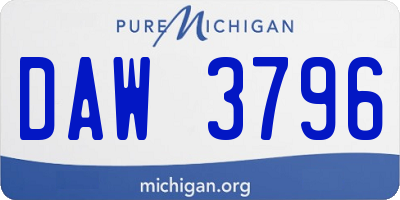 MI license plate DAW3796