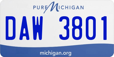 MI license plate DAW3801