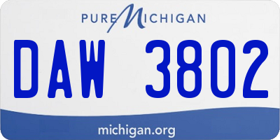 MI license plate DAW3802